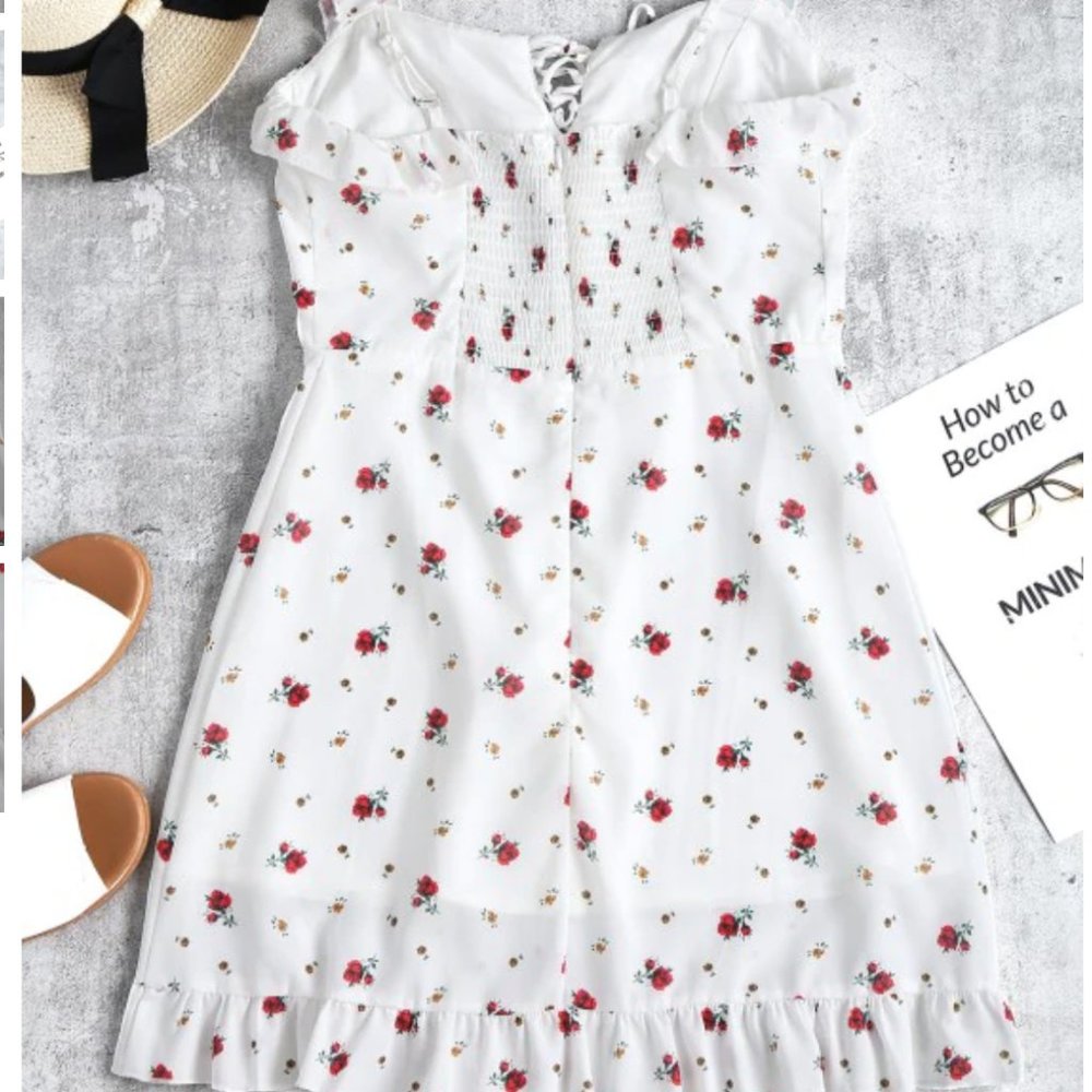 ZAFUL Ruffles Lace Up Mini Dress - Picture 2 of 4